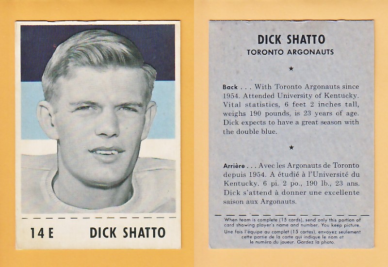 1956 CFL SHREDDED WHEAT FOOTBALL CARD DICK SHATTO photo 1956 CFL SHREDDED WHEAT FOOTBALL CARD DICK SHATTO photo