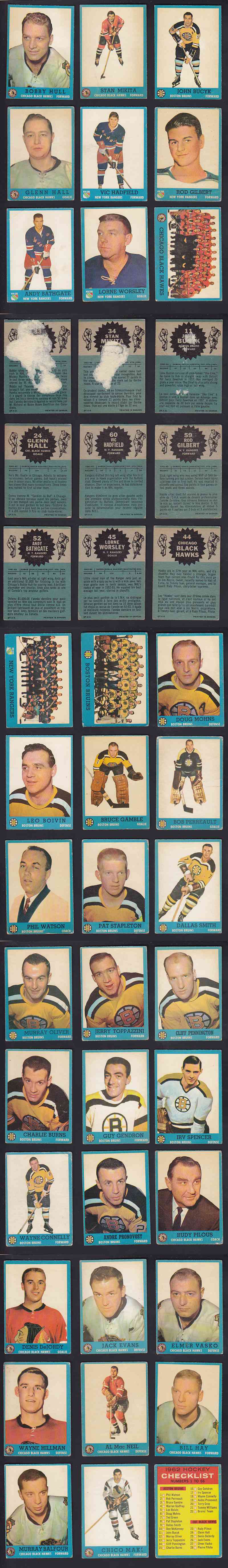 1962-63 TOPPS HOCKEY CARD FULL SET 66/66 photo