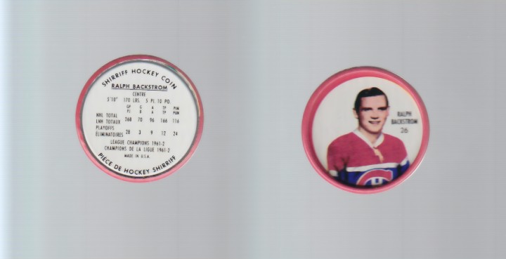 1962-63 SHIRRIFF HOCKEY COIN #26 R.BACKSTROM photo 1962-63 SHIRRIFF HOCKEY COIN #26 R.BACKSTROM photo