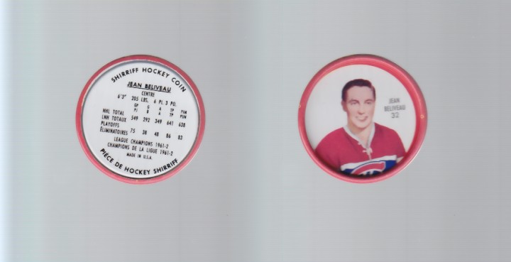 1962-63 SHIRRIFF HOCKEY COIN #32 J.BELIVEAU photo 1962-63 SHIRRIFF HOCKEY COIN #32 J.BELIVEAU photo