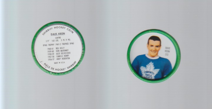 1962-63 SHIRRIFF HOCKEY COIN #55 D.KEON photo 1962-63 SHIRRIFF HOCKEY COIN #55 D.KEON photo