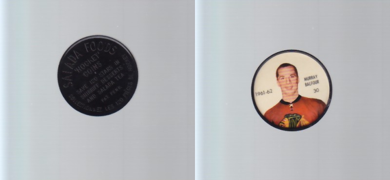 1961-62 SHIRRIFF/SALADA HOCKEY COIN #30 M.BALFOUR photo 1961-62 SHIRRIFF/SALADA HOCKEY COIN #30 M.BALFOUR photo