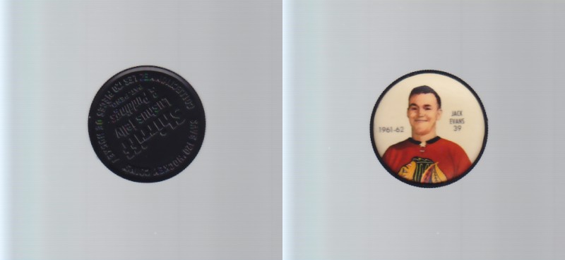 1961-62 SHIRRIFF/SALADA HOCKEY COIN #39 J.EVANS photo 1961-62 SHIRRIFF/SALADA HOCKEY COIN #39 J.EVANS photo