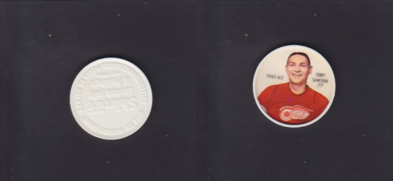 1961-62 SHIRRIFF/SALADA HOCKEY COIN #77 T.SAWCHUK photo 1961-62 SHIRRIFF/SALADA HOCKEY COIN #77 T.SAWCHUK photo
