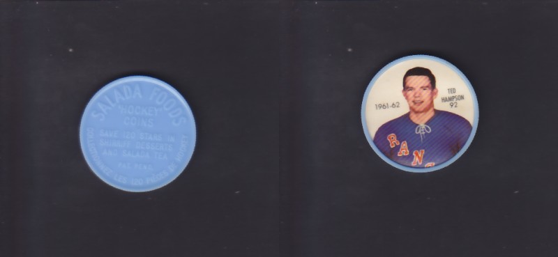 1961-62 SHIRRIFF/SALADA HOCKEY COIN #92 T.HAMPSON photo 1961-62 SHIRRIFF/SALADA HOCKEY COIN #92 T.HAMPSON photo