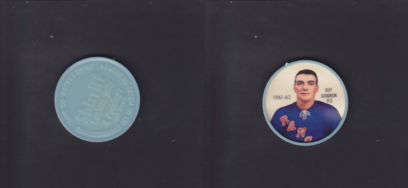 1961-62 SHIRRIFF/SALADA HOCKEY COIN #93 G.GENDRON photo 1961-62 SHIRRIFF/SALADA HOCKEY COIN #93 G.GENDRON photo