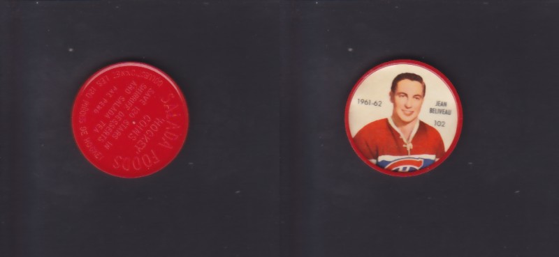 1961-62 SHIRRIFF/SALADA HOCKEY COIN #102 J.BELIVEAU photo 1961-62 SHIRRIFF/SALADA HOCKEY COIN #102 J.BELIVEAU photo