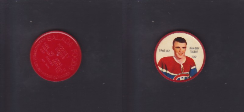 1961-62 SHIRRIFF/SALADA HOCKEY COIN #109 J-G.TALBOT photo 1961-62 SHIRRIFF/SALADA HOCKEY COIN #109 J-G.TALBOT photo