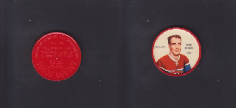 1961-62 SHIRRIFF/SALADA HOCKEY COIN #110 H.RICHARD photo 1961-62 SHIRRIFF/SALADA HOCKEY COIN #110 H.RICHARD photo