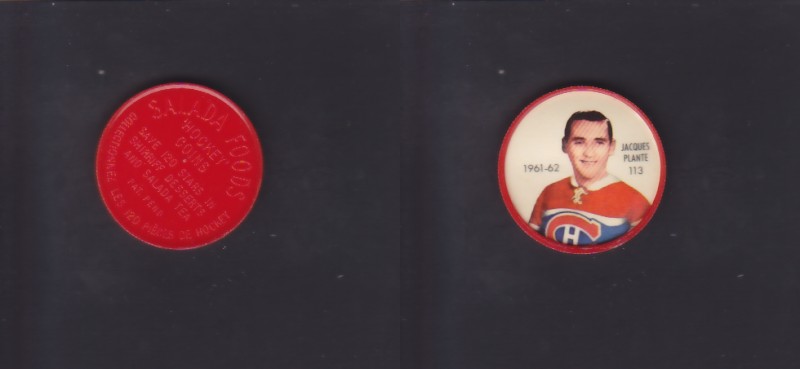 1961-62 SHIRRIFF/SALADA HOCKEY COIN #113 J.PLANTE photo 1961-62 SHIRRIFF/SALADA HOCKEY COIN #113 J.PLANTE photo
