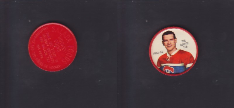 1961-62 SHIRRIFF/SALADA HOCKEY COIN #116 P.GOYETTE photo 1961-62 SHIRRIFF/SALADA HOCKEY COIN #116 P.GOYETTE photo