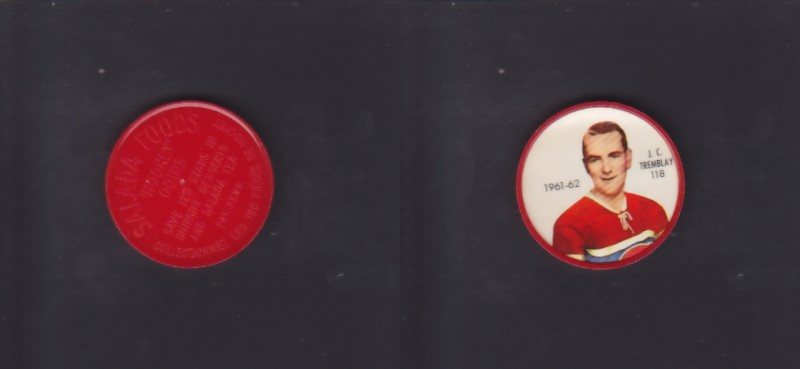 1961-62 SHIRRIFF/SALADA HOCKEY COIN #118 J.C. TREMBLAY photo 1961-62 SHIRRIFF/SALADA HOCKEY COIN #118 J.C. TREMBLAY photo