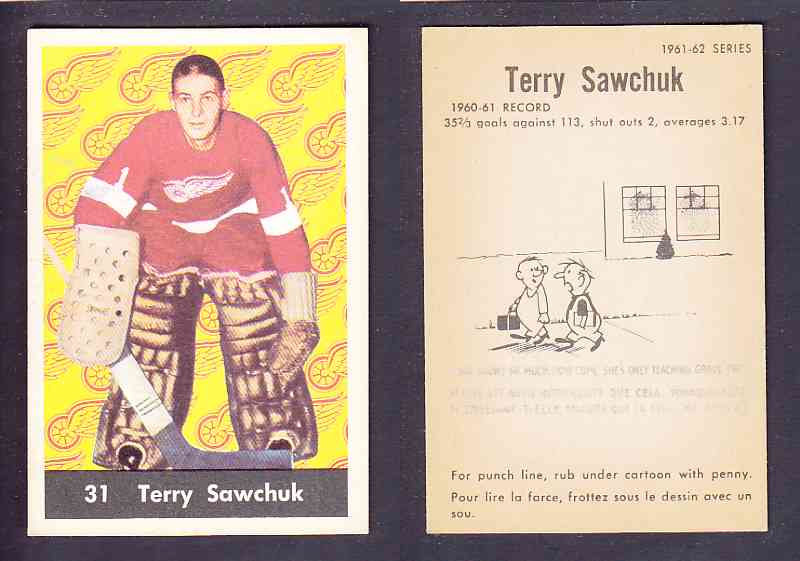 1961-62 PARKHURST HOCKEY CARD #31 TERRY SAWCHUK photo 1961-62 PARKHURST HOCKEY CARD #31 TERRY SAWCHUK photo