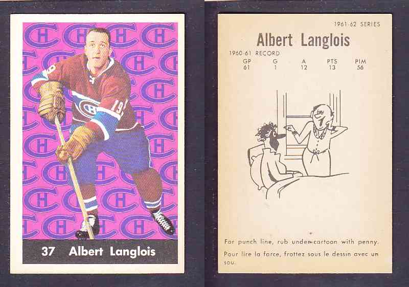 1961-62 PARKHURST HOCKEY CARD #37 ALBERT LANGLOIS photo 1961-62 PARKHURST HOCKEY CARD #37 ALBERT LANGLOIS photo