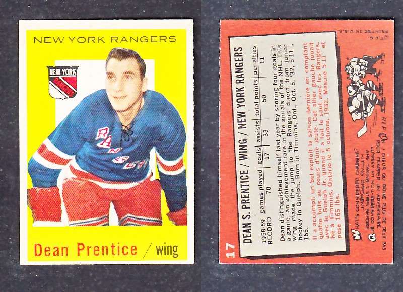 1960-61 TOPPS HOCKEY CARD D. PRENTICE # 17 photo 1960-61 TOPPS HOCKEY CARD D. PRENTICE # 17 photo