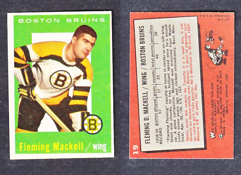 1960-61 TOPPS HOCKEY CARD F.MACKELL # 19 photo 1960-61 TOPPS HOCKEY CARD F.MACKELL # 19 photo