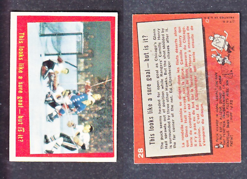 1960-61 TOPPS HOCKEY CARD G. HALL, C. HENRY ACTION # 28 photo 1960-61 TOPPS HOCKEY CARD G. HALL, C. HENRY ACTION # 28 photo