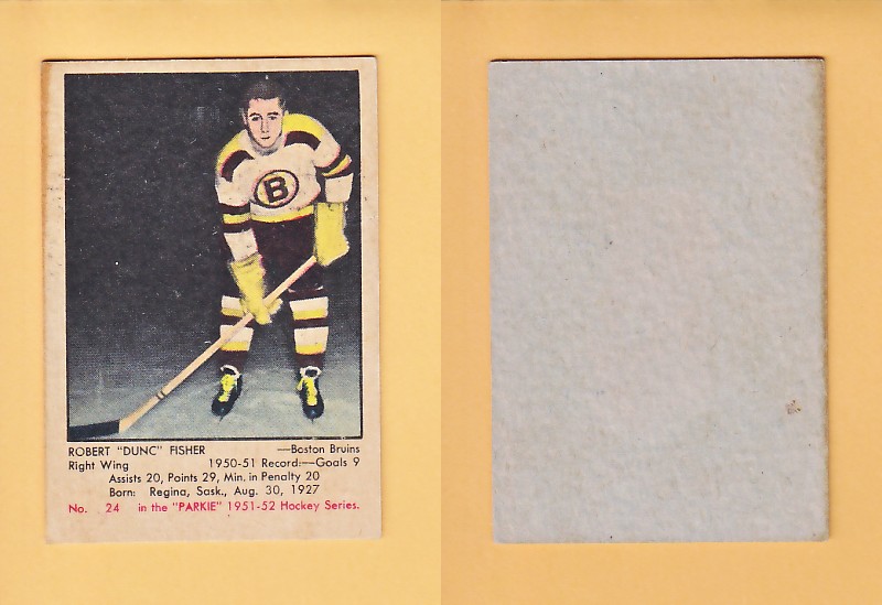 1951-52 PARKHURST HOCKEY CARD # 24 ROBERT FISHER photo