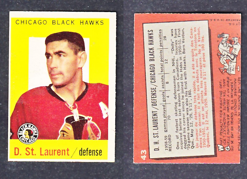 1960-61 TOPPS HOCKEY CARD D. ST-LAURENT # 43 photo 1960-61 TOPPS HOCKEY CARD D. ST-LAURENT # 43 photo