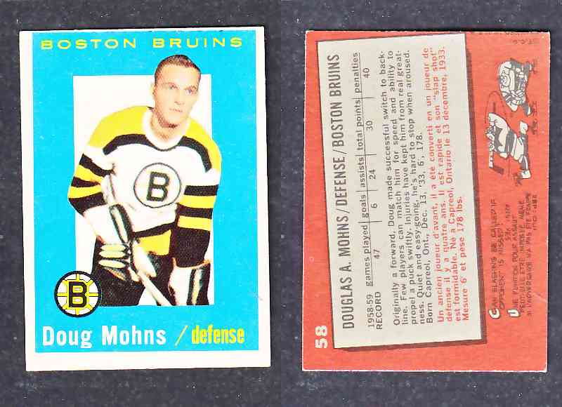 1960-61 TOPPS HOCKEY CARD D. MOHNS # 58 photo 1960-61 TOPPS HOCKEY CARD D. MOHNS # 58 photo