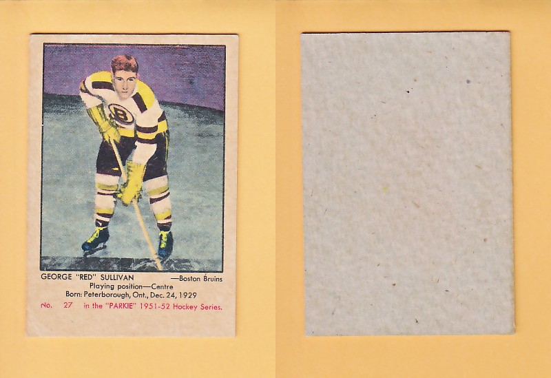 1951-52 PARKHURST HOCKEY CARD # 27 GEORGE SULLIVAN photo