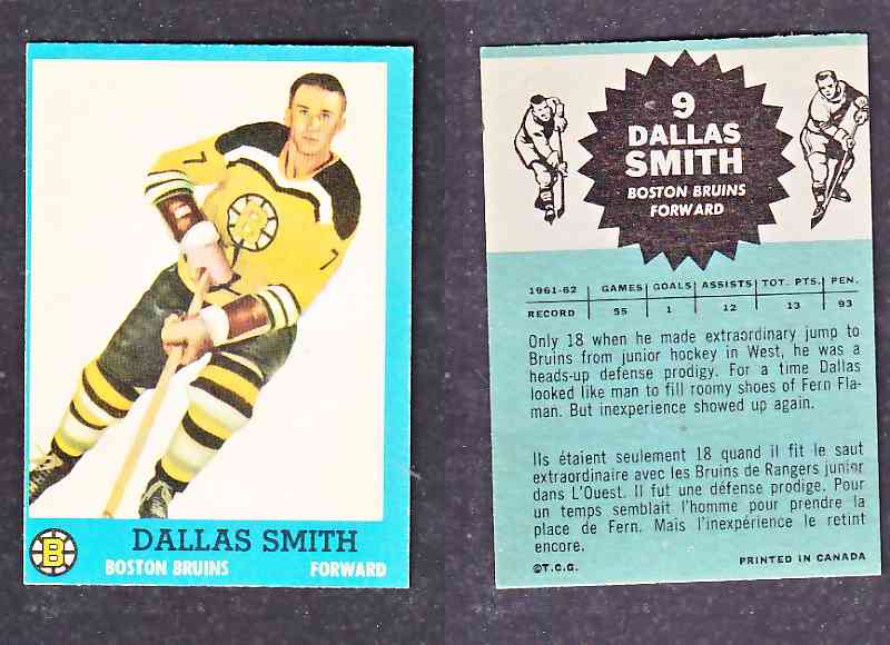 1962-63 TOPPS HOCKEY CARD D. SMITH # 9 photo 1962-63 TOPPS HOCKEY CARD D. SMITH # 9 photo