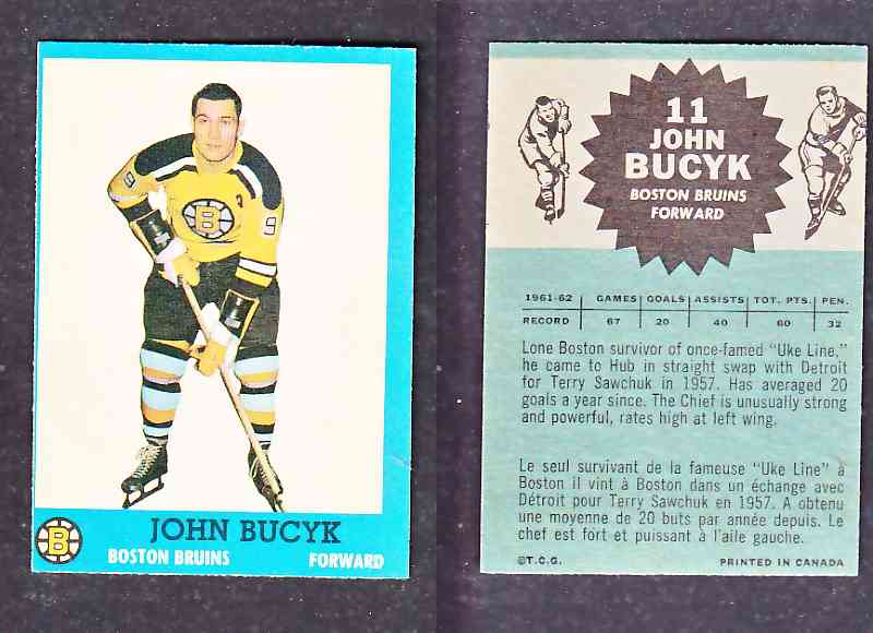 1962-63 TOPPS HOCKEY CARD J. BUCYK # 11 photo 1962-63 TOPPS HOCKEY CARD J. BUCYK # 11 photo