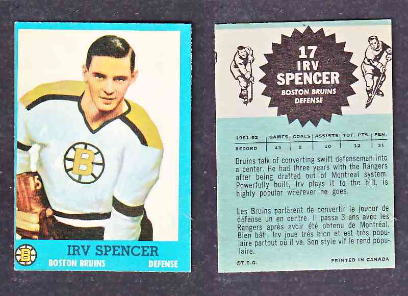 1962-63 TOPPS HOCKEY CARD I. SPENCER # 17 photo 1962-63 TOPPS HOCKEY CARD I. SPENCER # 17 photo