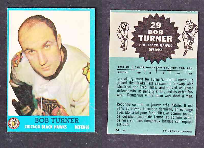 1962-63 TOPPS HOCKEY CARD B. TURNER # 29 photo 1962-63 TOPPS HOCKEY CARD B. TURNER # 29 photo