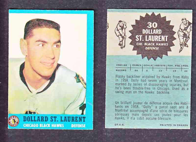 1962-63 TOPPS HOCKEY CARD D. ST-LAURENT # 30 photo 1962-63 TOPPS HOCKEY CARD D. ST-LAURENT # 30 photo