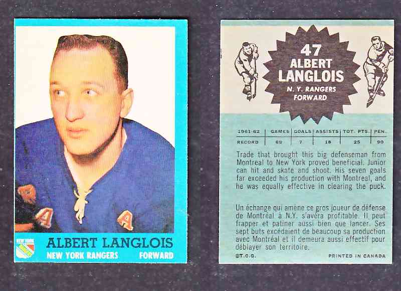 1962-63 TOPPS HOCKEY CARD A. LANGLOIS # 47 photo 1962-63 TOPPS HOCKEY CARD A. LANGLOIS # 47 photo