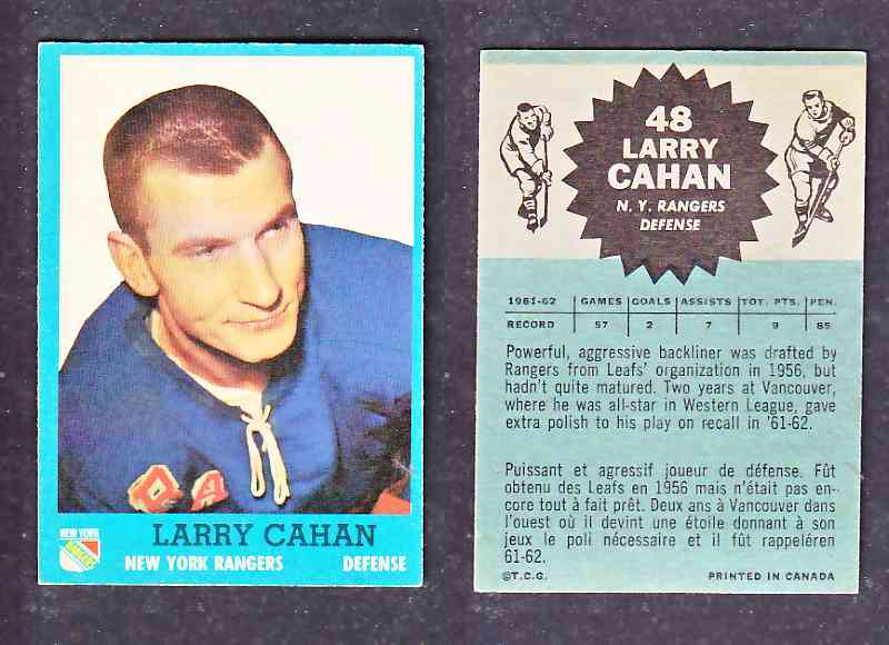 1962-63 TOPPS HOCKEY CARD L. CAHAN # 48 photo 1962-63 TOPPS HOCKEY CARD L. CAHAN # 48 photo