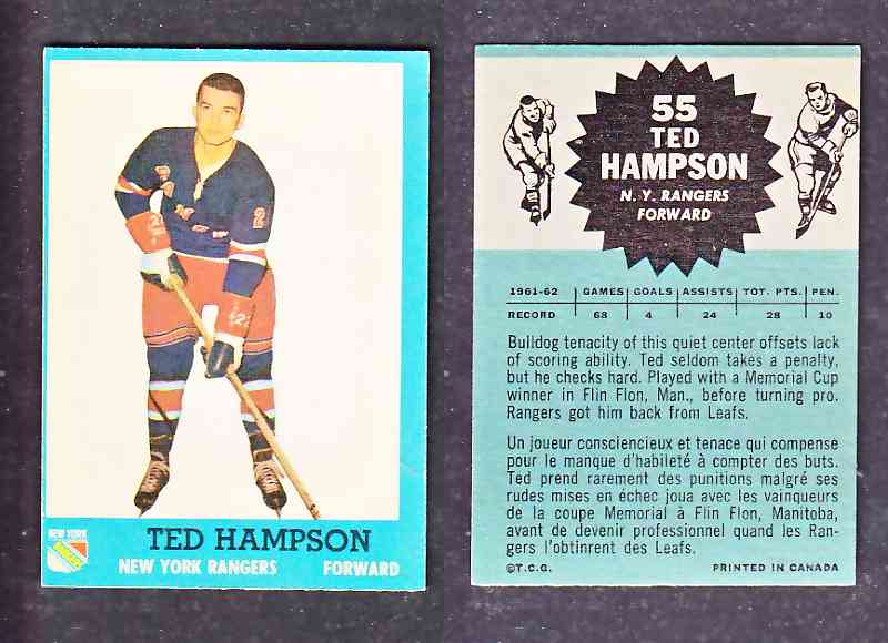 1962-63 TOPPS HOCKEY CARD T. HAMPSON # 55 photo 1962-63 TOPPS HOCKEY CARD T. HAMPSON # 55 photo