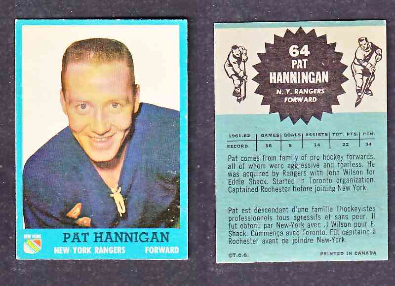 1962-63 TOPPS HOCKEY CARD P. HANNIGAN # 64 photo 1962-63 TOPPS HOCKEY CARD P. HANNIGAN # 64 photo