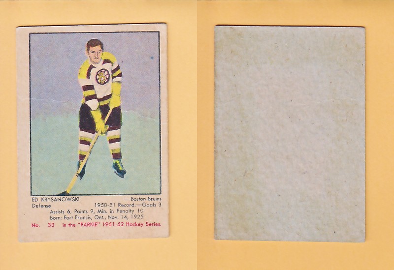 1951-52 PARKHURST HOCKEY CARD # 33 ED KRYSANOWSKI photo