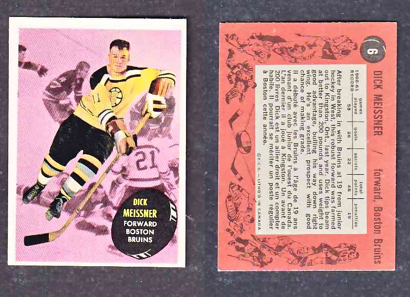 1961-62 TOPPS HOCKEY CARD D. MEISSNER # 6 photo 1961-62 TOPPS HOCKEY CARD D. MEISSNER # 6 photo