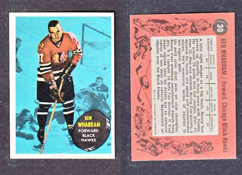 1961-62 TOPPS HOCKEY CARD K. WHARRAM # 30 photo 1961-62 TOPPS HOCKEY CARD K. WHARRAM # 30 photo
