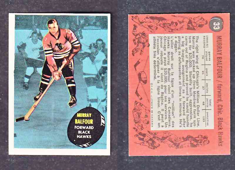 1961-62 TOPPS HOCKEY CARD M. BALFOUR # 33 photo 1961-62 TOPPS HOCKEY CARD M. BALFOUR # 33 photo