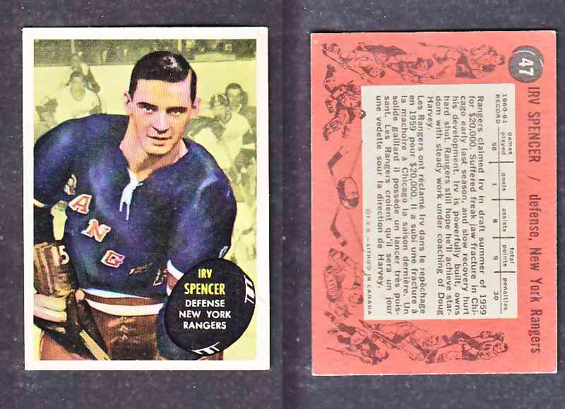 1961-62 TOPPS HOCKEY CARD I. SPENCER # 47 photo 1961-62 TOPPS HOCKEY CARD I. SPENCER # 47 photo