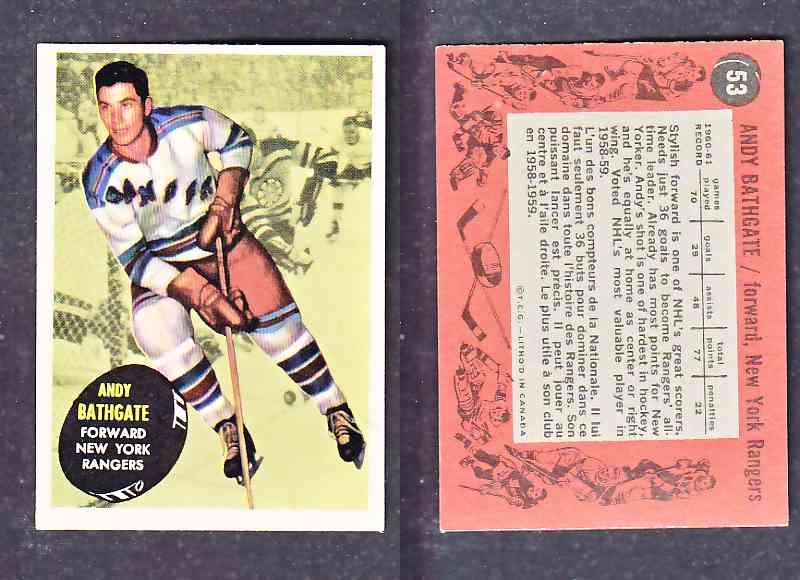 1961-62 TOPPS HOCKEY CARD A. BATHGATE # 53 photo 1961-62 TOPPS HOCKEY CARD A. BATHGATE # 53 photo