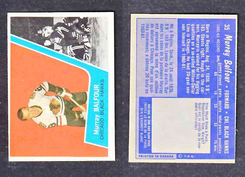 1963-64 TOPPS HOCKEY CARD M. BALFOUR # 35 photo 1963-64 TOPPS HOCKEY CARD M. BALFOUR # 35 photo