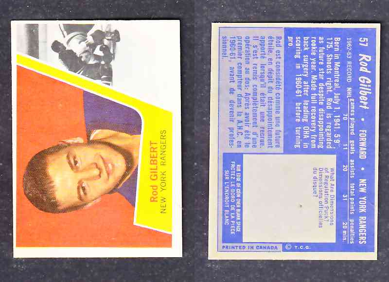 1963-64 TOPPS HOCKEY CARD R. GILBERT # 57 photo 1963-64 TOPPS HOCKEY CARD R. GILBERT # 57 photo