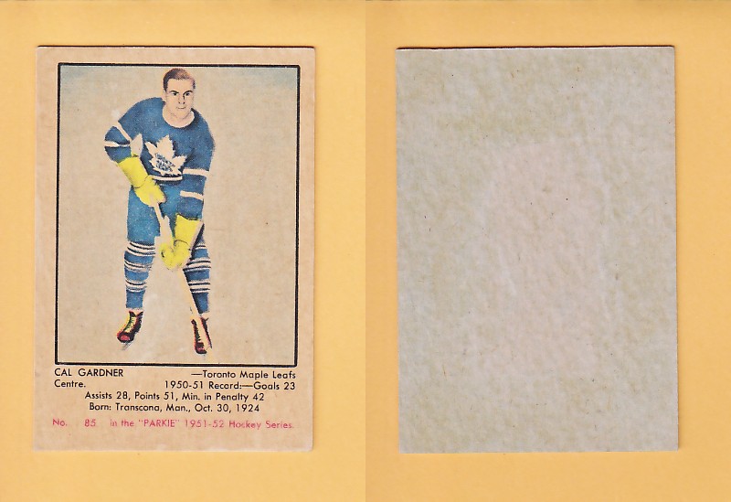 1951-52 PARKHURST HOCKEY CARD # 85 CAL GARDNER photo