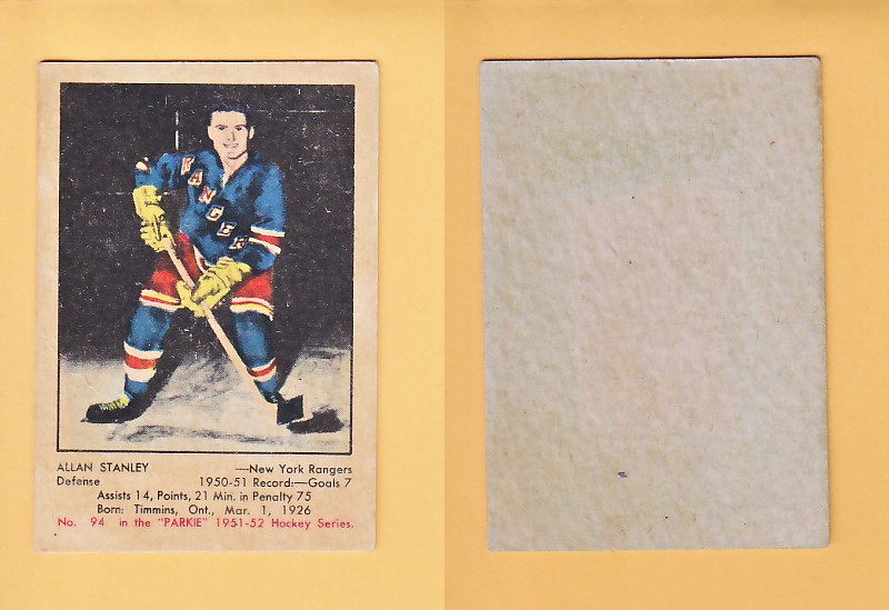 1951-52 PARKHURST HOCKEY CARD # 94 ALLAN STANLEY photo
