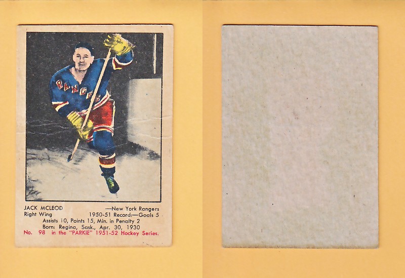 1951-52 PARKHURST HOCKEY CARD # 98 JACK MCLEOD photo