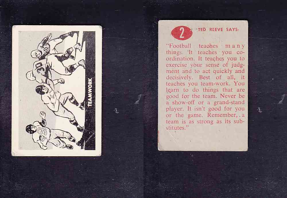 1952 CFL PARKHURST FOOTBALL CARD TEAMWORK #2 photo 1952 CFL PARKHURST FOOTBALL CARD TEAMWORK #2 photo