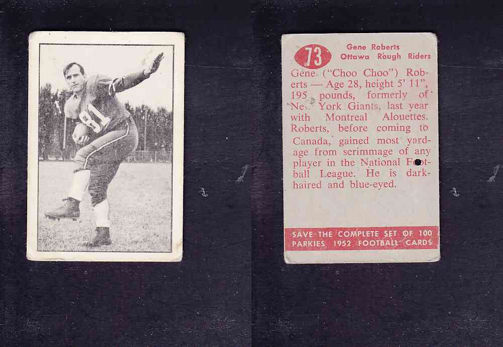 1952 CFL PARKHURST FOOTBALL CARD #73 G. ROBERTS photo 1952 CFL PARKHURST FOOTBALL CARD #73 G. ROBERTS photo