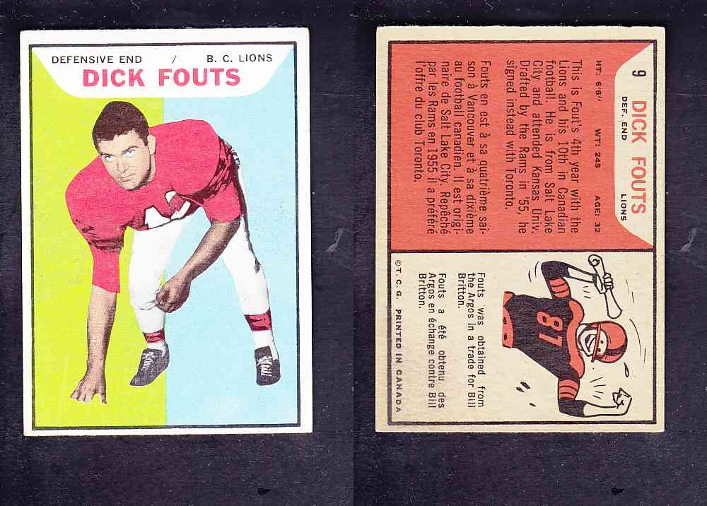 1965 CFL TOPPS FOOTBALL CARD #9 D. FOUTS photo 1965 CFL TOPPS FOOTBALL CARD #9 D. FOUTS photo