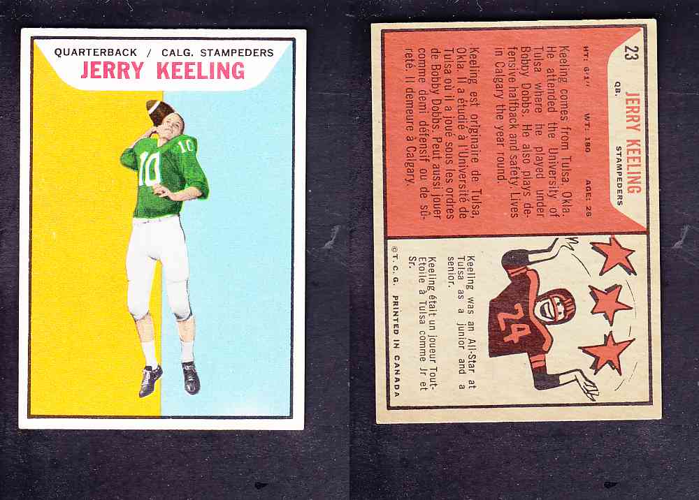 1965 CFL TOPPS FOOTBALL CARD #23 J. KEELING photo 1965 CFL TOPPS FOOTBALL CARD #23 J. KEELING photo