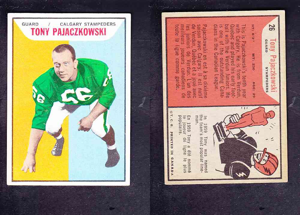 1965 CFL TOPPS FOOTBALL CARD #26 T. PAJACZKOWSKI photo 1965 CFL TOPPS FOOTBALL CARD #26 T. PAJACZKOWSKI photo